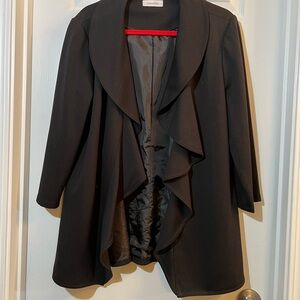 👗Calvin Klein Women's Black Ruffled Blazer  size 14